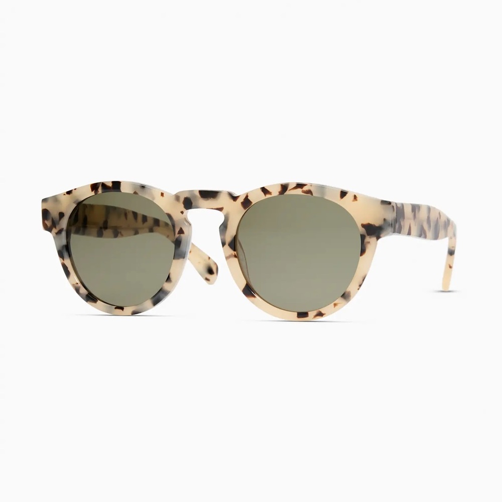NWT Quince Tuscon Polarized Acetate Sunglasses White Tortoise with Green Lenses - Picture 3 of 7